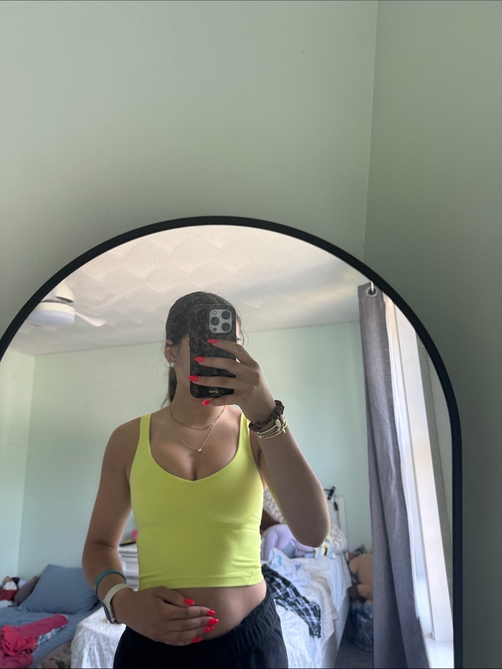 lululemon Neon Yellow Scoop Neck Crop Tank Top